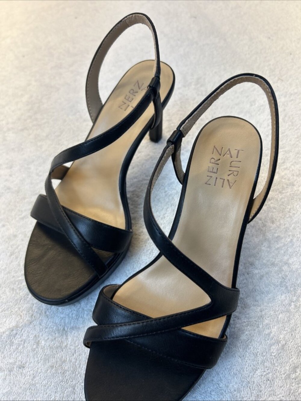 Naturalizer Abby Platform Dress Sandals/Heels 4" Strappy Black SZ 6.5 Wide NEW